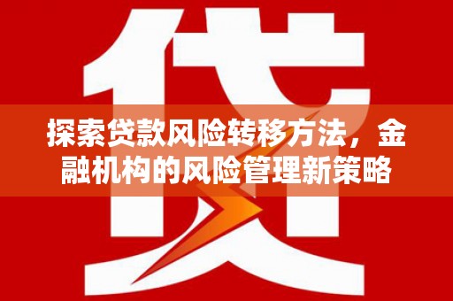 山南探索贷款风险转移方法，金融机构的风险管理新策略