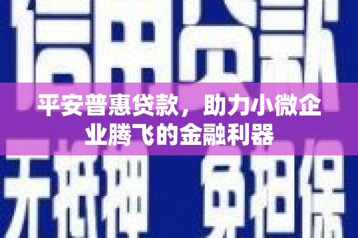 山南平安普惠贷款，助力小微企业腾飞的金融利器