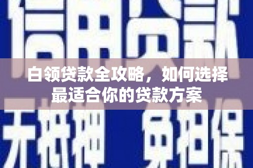 山南白领贷款全攻略，如何选择最适合你的贷款方案